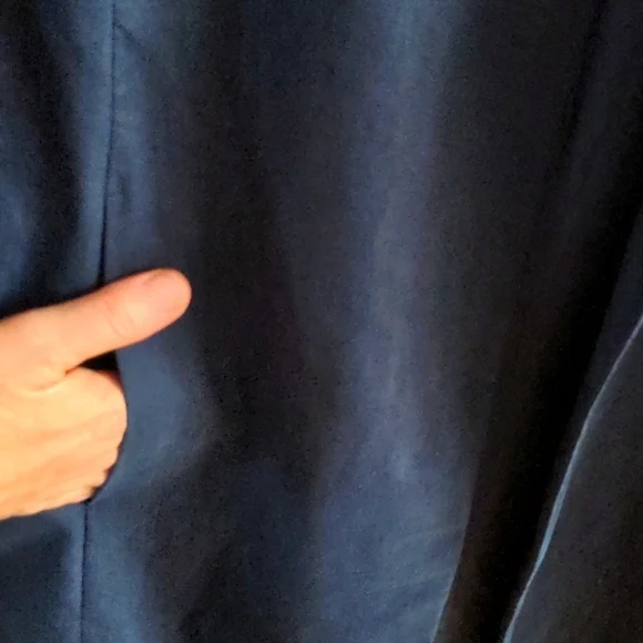 Eileen Fisher Linen Blend Open Front High Collar Coat in Midnight Blue Size M - Picture 3 of 9